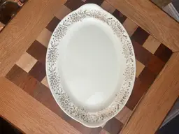 #01 Oval Serving Ironstone Platter Gold Floral