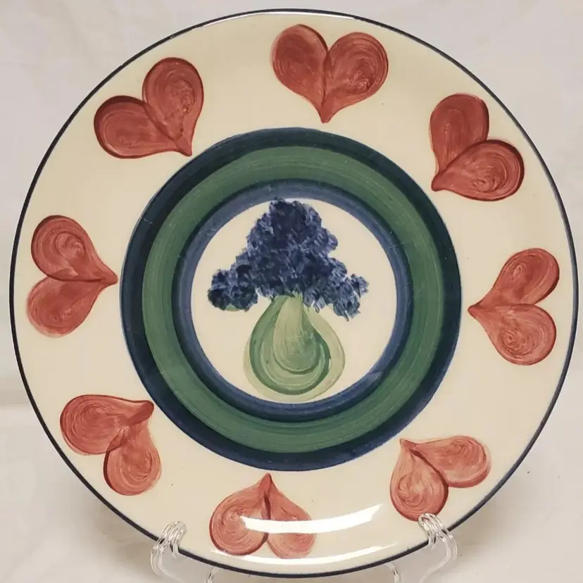 Gail Pittman Hearts And Flowers Pattern 7 3/4" Plate Signed