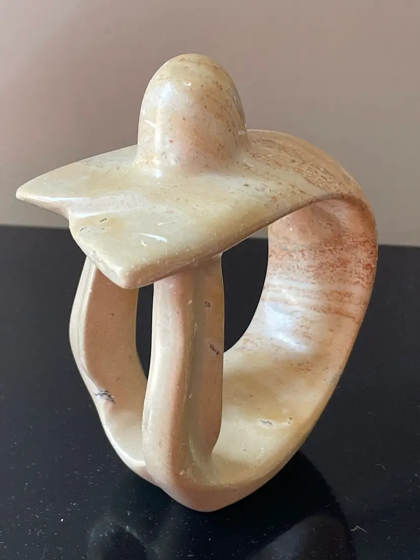 Modern Abstract Soapstone Sculpture Thinking Signed