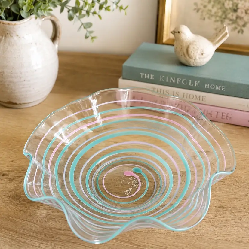 Hand Blown “Wavie” Bowl -Pean Doubulyu Signed And Dated