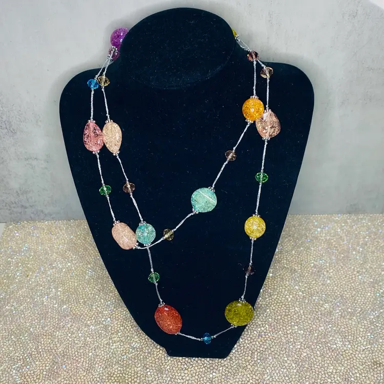 Vintage Glittery Stone, Costume Necklace 19”