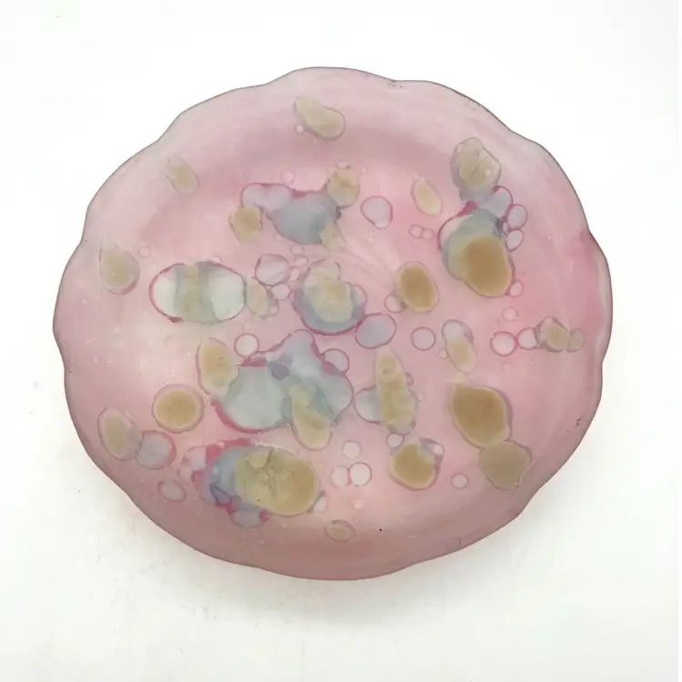 BIN - Israeli Pink Glass Plate Or Bowl 8.25”