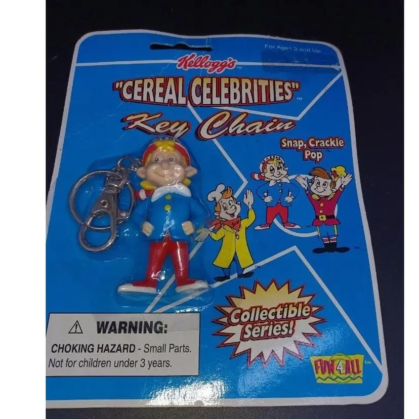 Vintage Rice Crispies "Crackle" 3" Key Chain Kelloggs 1998 Collectable  "NOS"