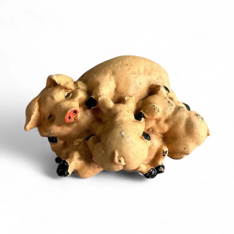 Two Vintage Pig Resin Figurines