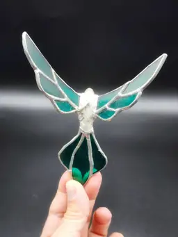 042 Stain Glass Hummingbird Ornament 5"