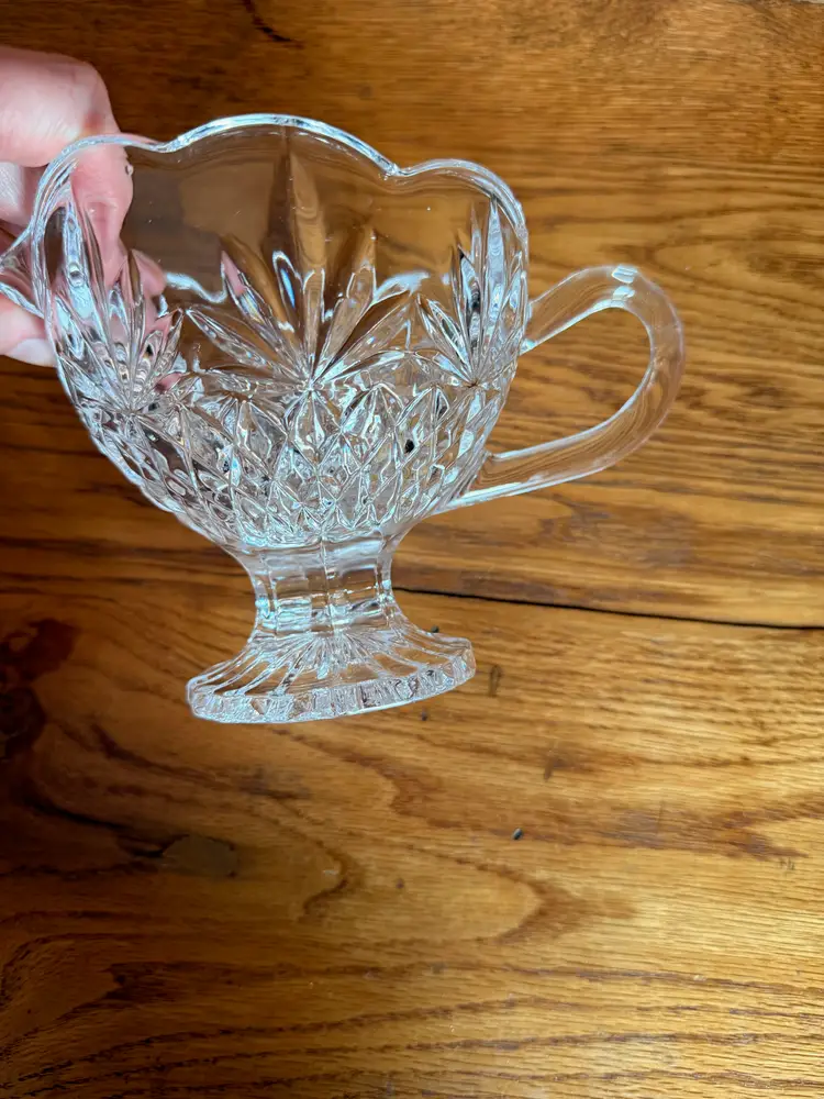 Vintage Godinger Shannon Crystal Gravy Boat Pineapple Pattern Footed Lead Crystal Sauce Server Clear Pressed Cut Glass