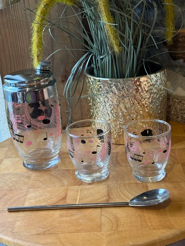 “Our Song Still Plays” Vintage Musical Cocktail Shaker Set