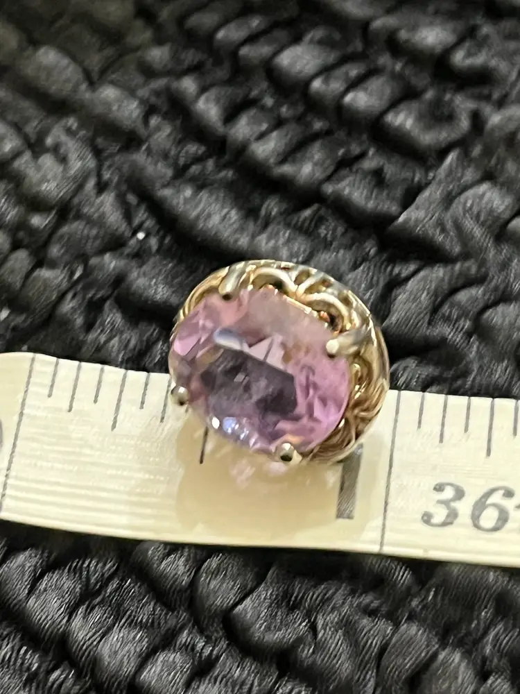 Vintage Large Amethyst Silver Stud Earrings Signed UTC 925