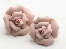 Vintage Blush Pink Ceramic Rose Clip-On Earrings
