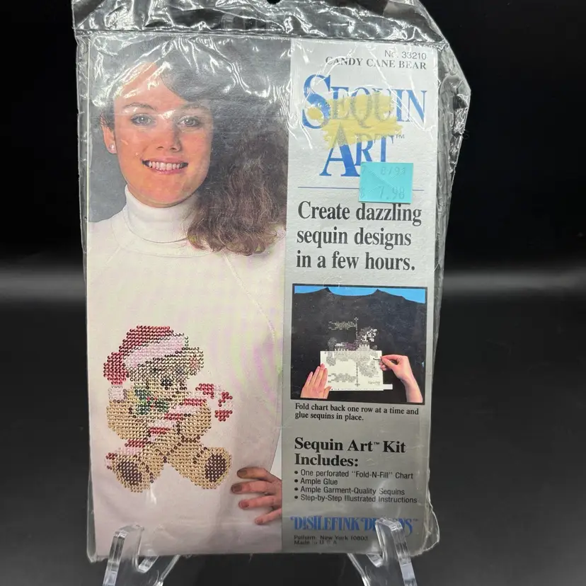 NOS Sequin Art Teddy Bear Design