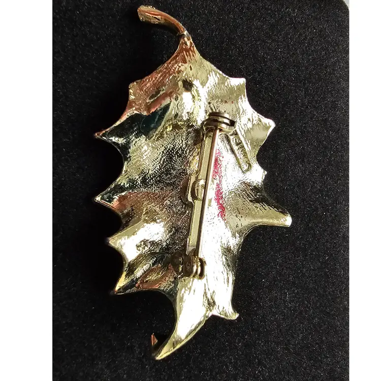Gerry's Holly Leaf And Berry Enameled Brooch