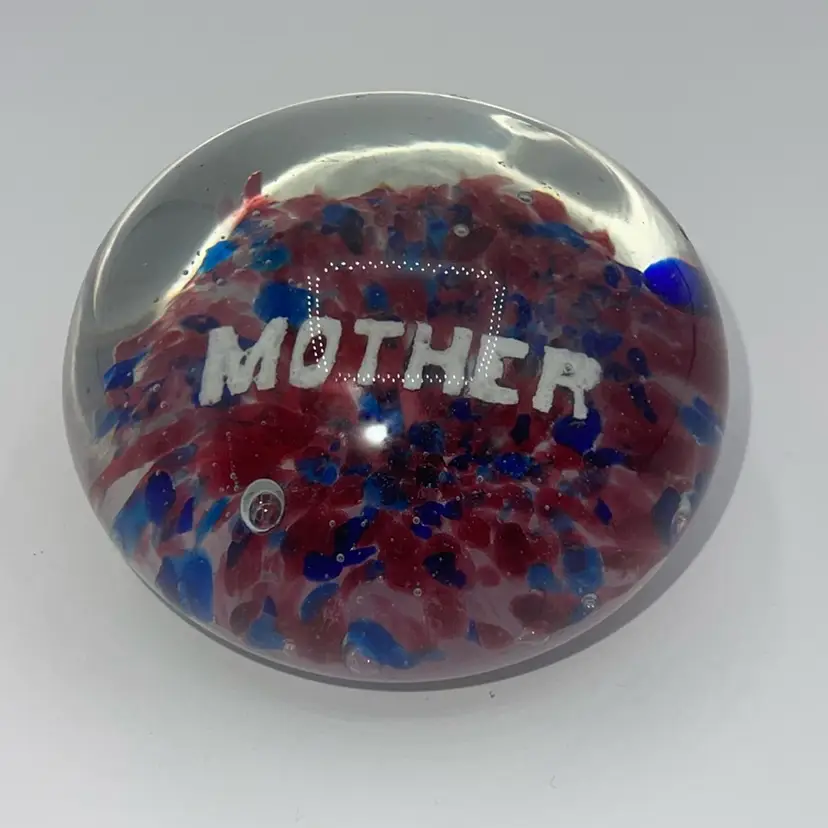 Vintage Mother Art Glass Paperweight - 3-1/8" diameter