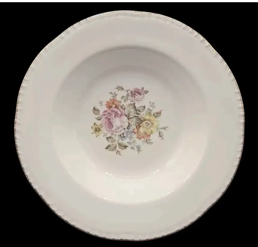 Vintage Homer Laughlin Cunningham & Pickett Stratford Rimmed Soup Bowls Set Of 4 - 22kt Trim - 1953