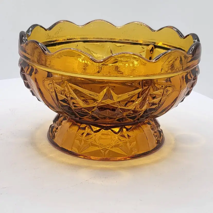 #01 Vintage Amber Indiana Glass Fairy Lamp bottom Stars and Bars