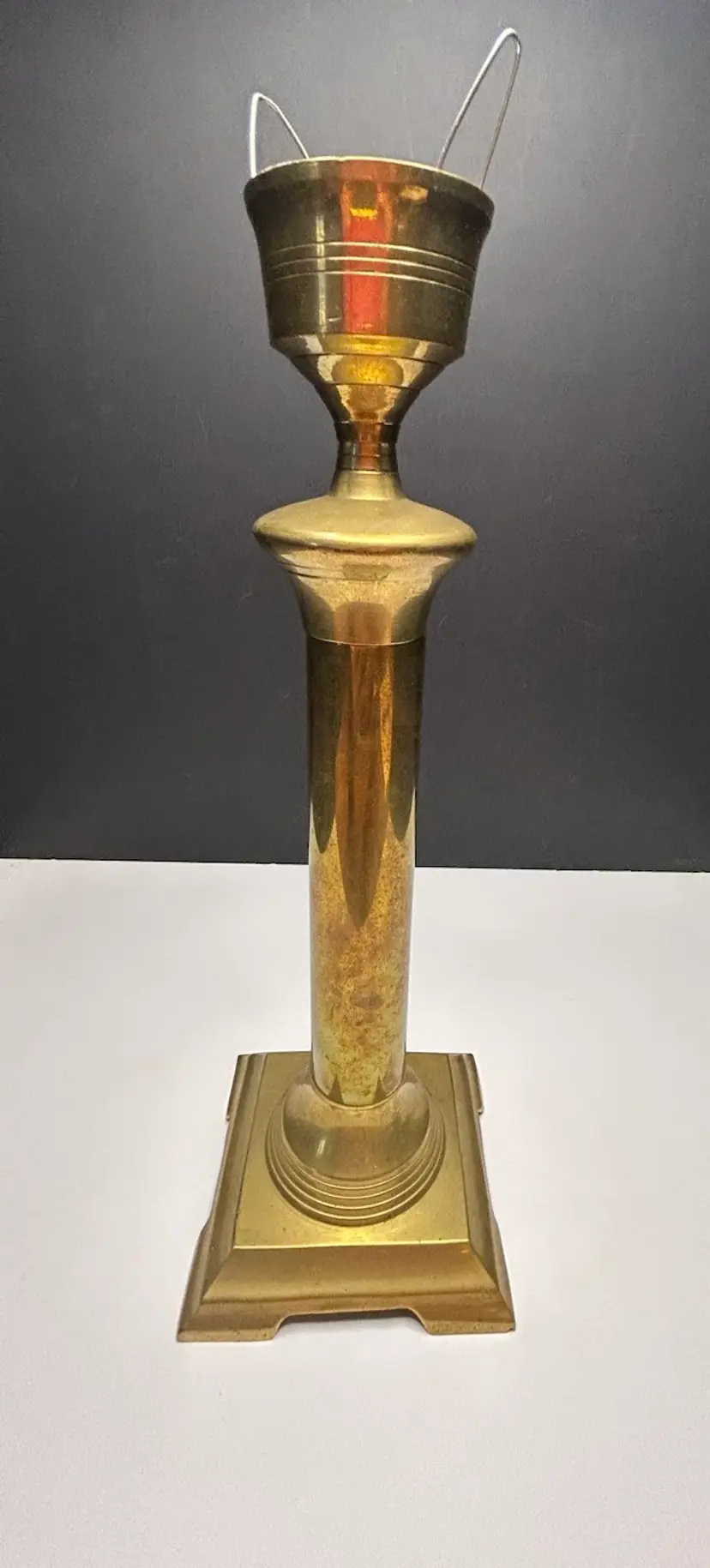 Vintage Made In India Brass Candle Stick Holder 12 Inches Tall Some Wear