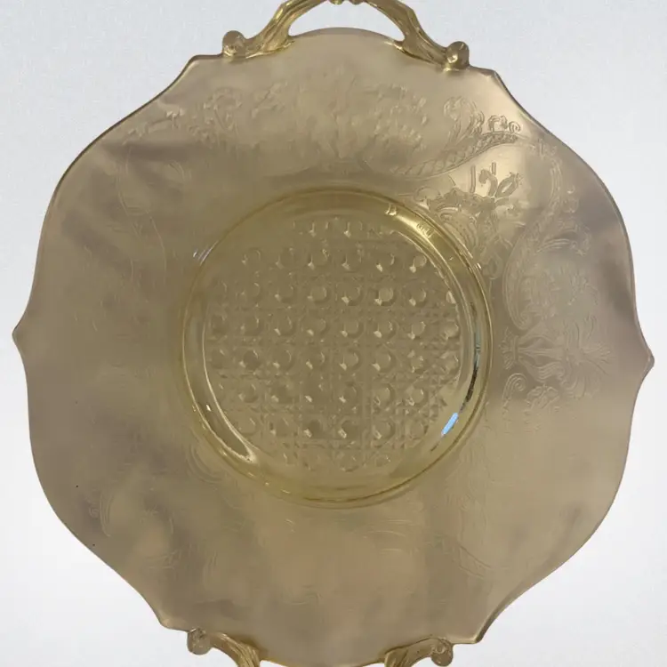 Lancaster Topaz Glass Cake Plate