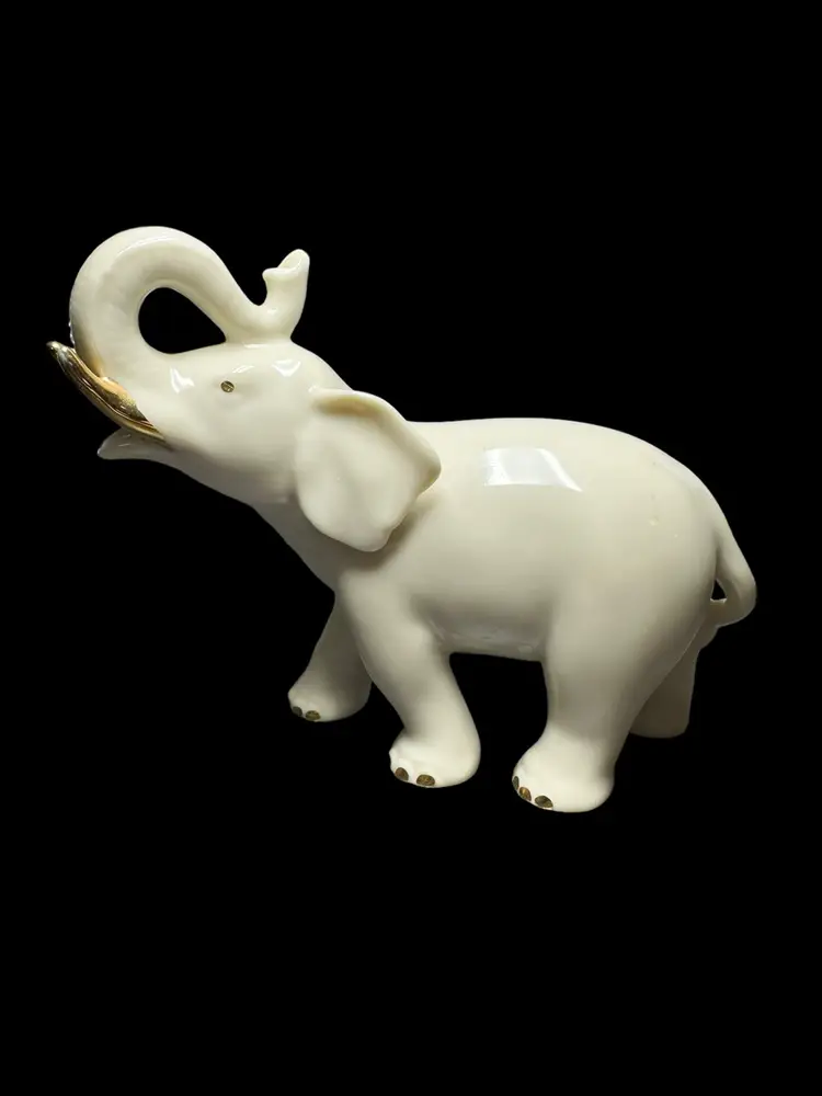 Lenox Small Elephant Figurine Ivory White With Gold Trim Excellent Condition