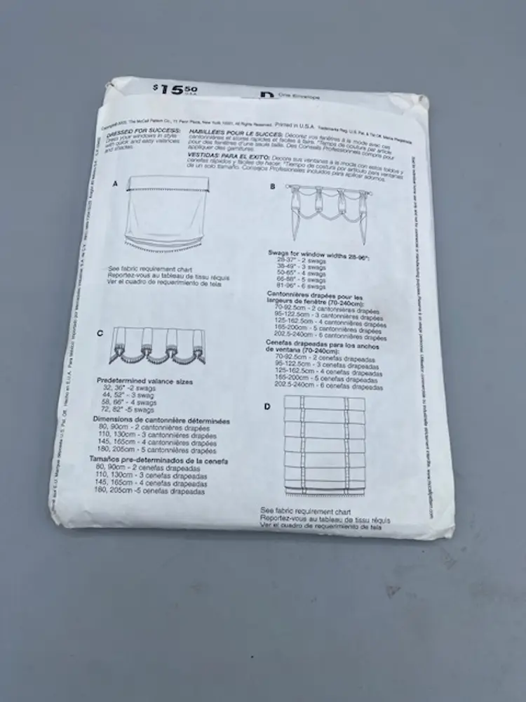 MCCALLS PATTERN 4329 WINDOW TREATMENTS SHADES VALANCES UNCUT VINTAGE 2003 FF