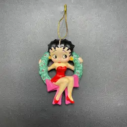 Betty Boop in Christmas Wreath Porcelain Ornament VTG Enesco Holiday Decor