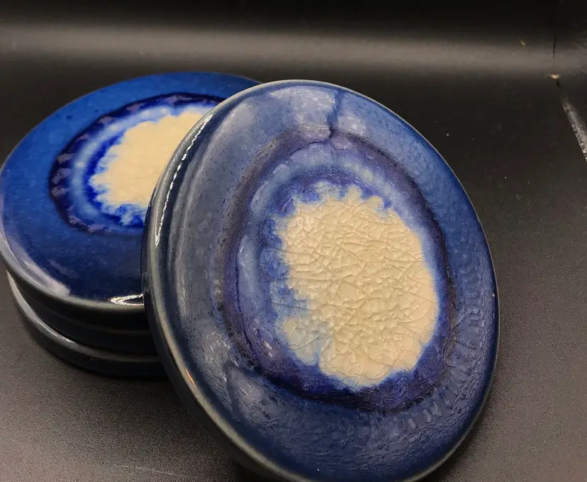 Set of 4 royal blue with crystalline coaster