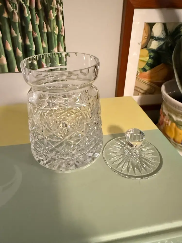 Vintage Cut Crystal Biscuit Jar With Lid