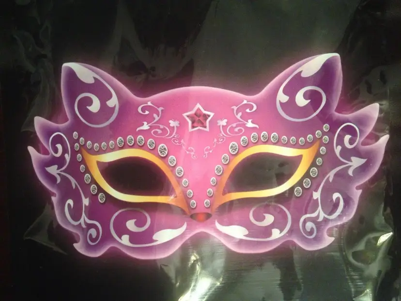Mardi Gras Birthday Masquerade Party Glow Eye Mask Light Stick Purple Cat