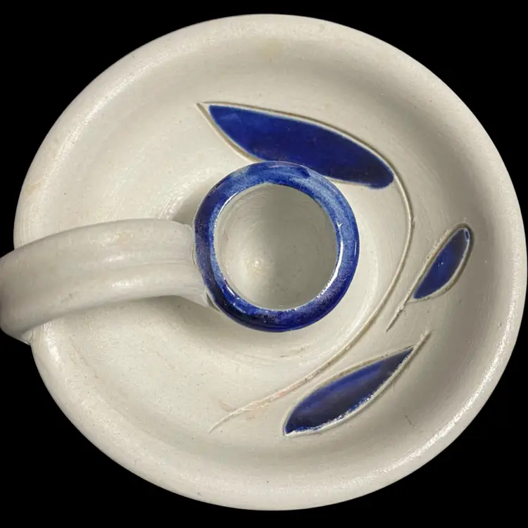 Chamber Stick Finger loop Candleholder Salt Glazed Williamsburg Pottery