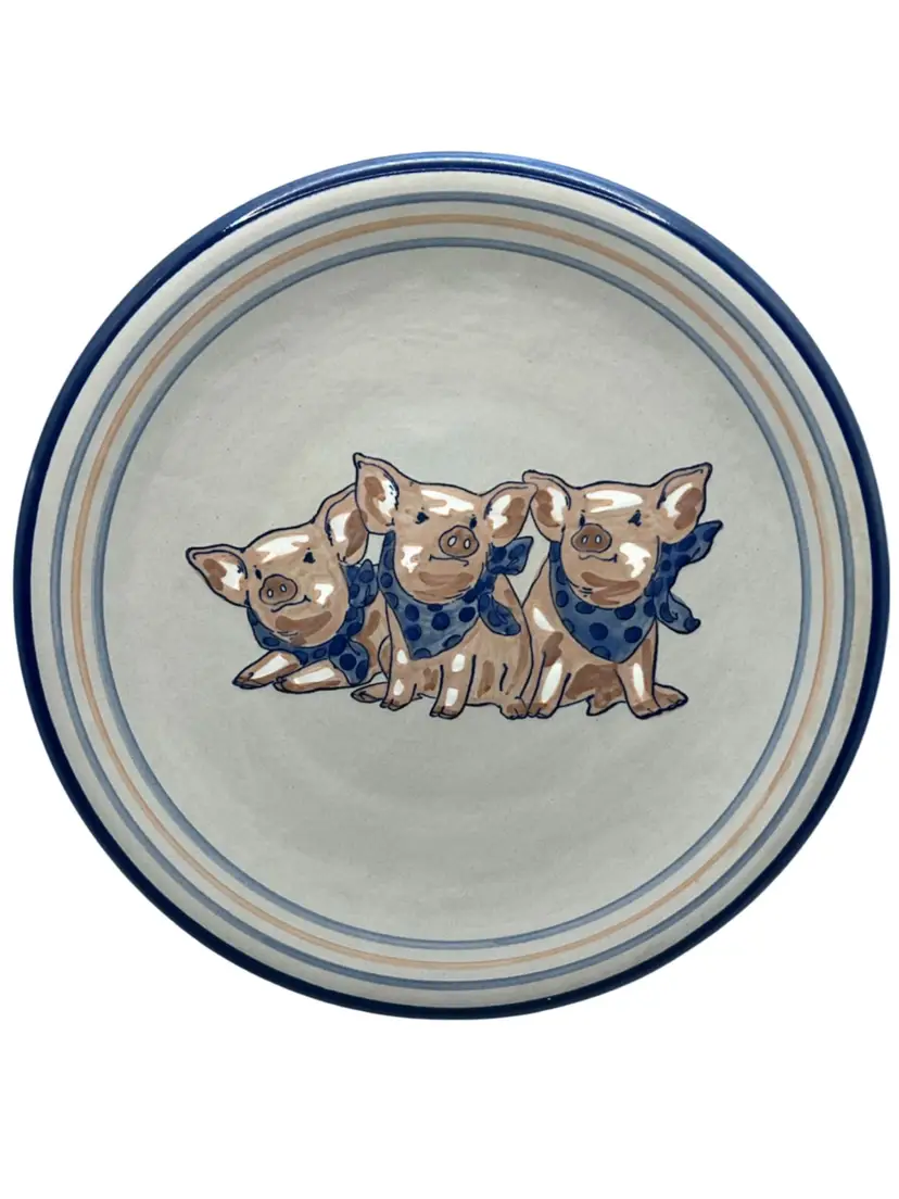 Louisville Stoneware "Precious Pigs" Pottery Dinner Plate Made in Kentucky 10”