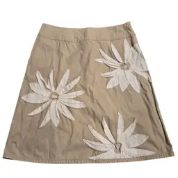 Boden Women's Rare Ecru cotton embroidered applique white daisy A- line skirt 12