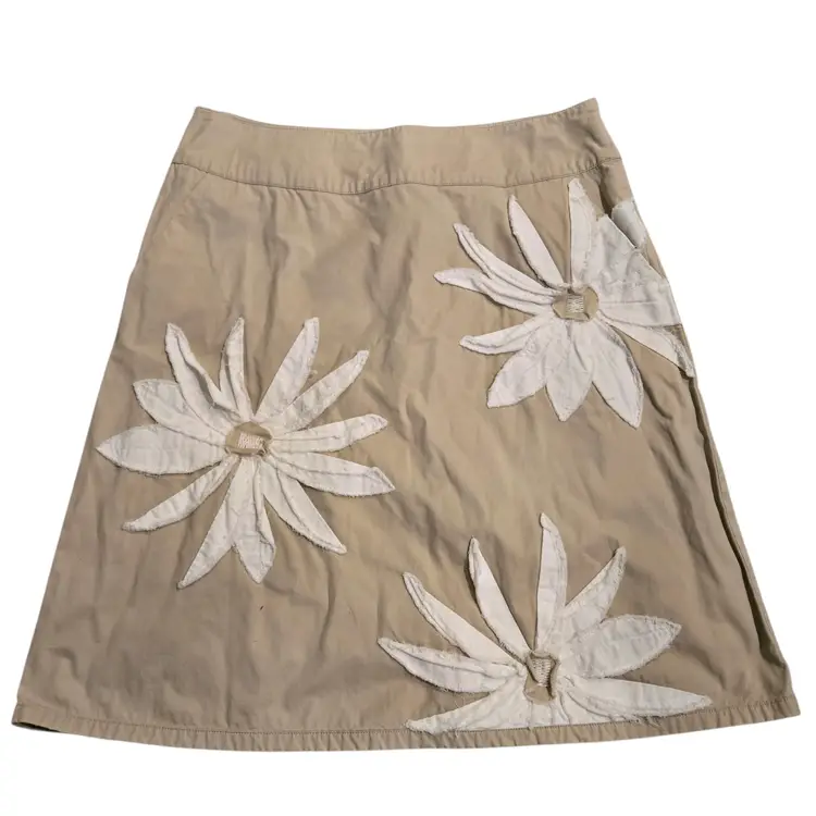 Boden Women's Rare Ecru cotton embroidered applique white daisy A- line skirt 12