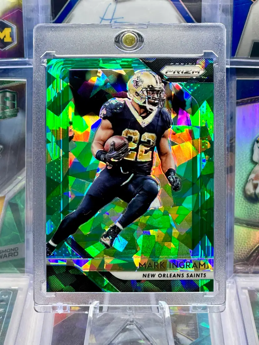 Mark Ingram 2018 Prizm 22/75 JERSEY # MATCH Green Cracked Ice SP Saints Alabama