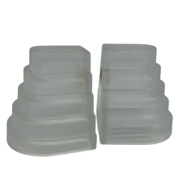 Art Deco Skyscraper Style Satin Glass Bookends 4.75H 4.25W 4.5Deep