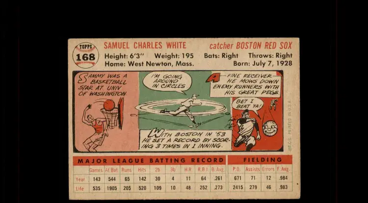 1956 Topps #168a Sammy White - (pk-tl2) - Boston Red Sox