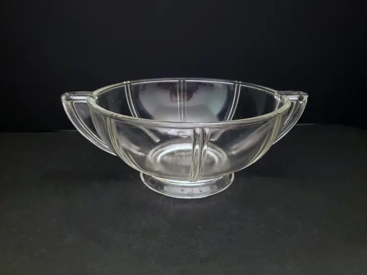 GlasBake Queen Anne Bowl Clear Glass 1930s Art Deco Heat Resistant Retro Vintage
