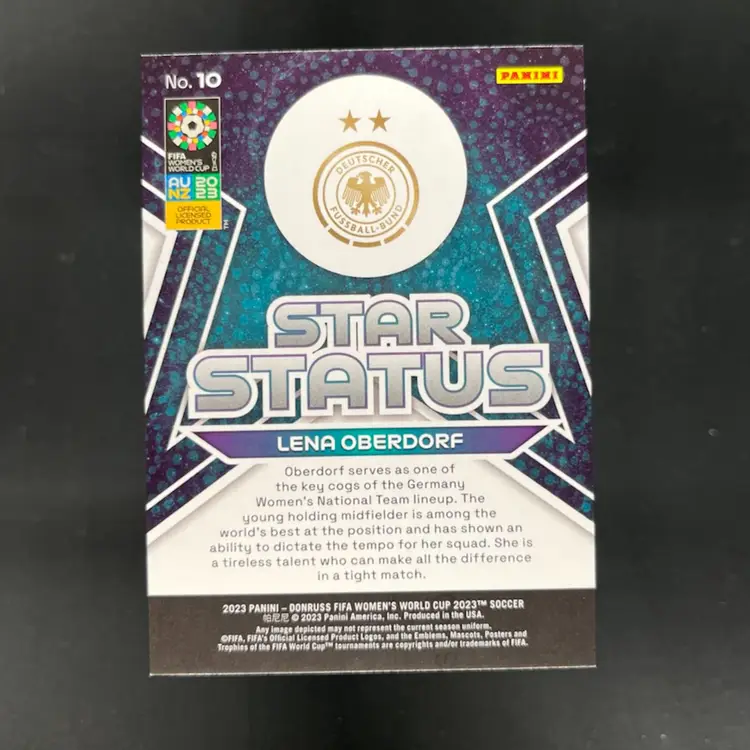 Lena Oberdorf 2023 Donruss Women’s World Cup Star Status Red /299 Soccer Card