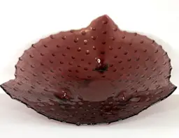 "Amethyst Purple Hobnail Textured Footed Glass Bowl With Raised Bubble Accents" 10” X 2.5”