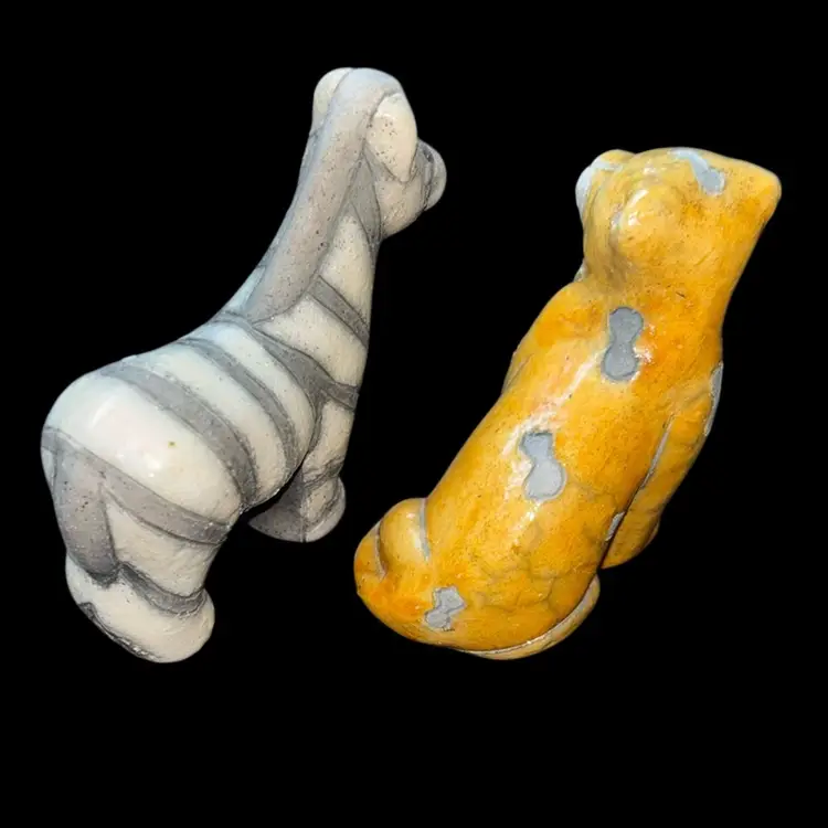 Two Raku Animal Figurines