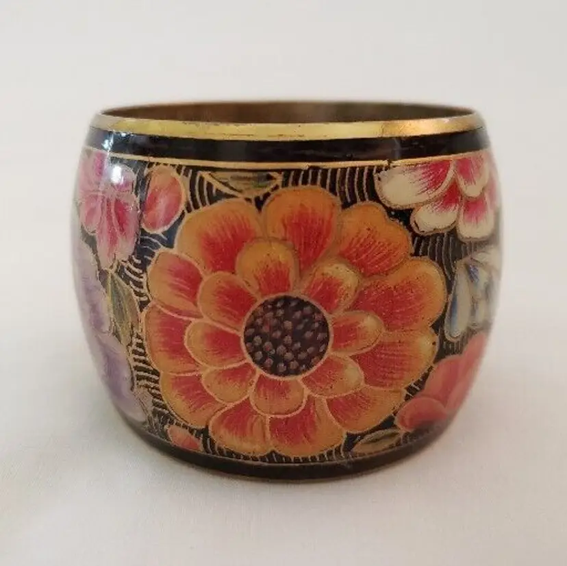 Bangle Bracelet Colorful Floral 2 Inches Wide Unbranded for small wrist hand Metal