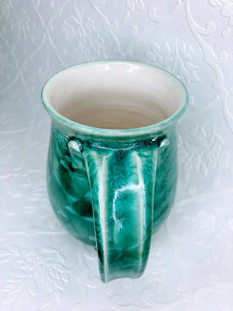 Crystalline Coffee Mug Davis Pottery Aqua 