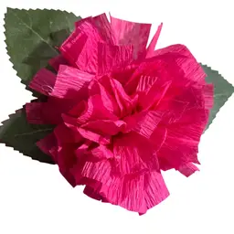 Vibrant Crepe Paper Flowers Made By Me Fuchsia Pink Color Marigold Carnation Blossom 3.5-4” Diameter Blossom And 5.5-6” Tall Overall