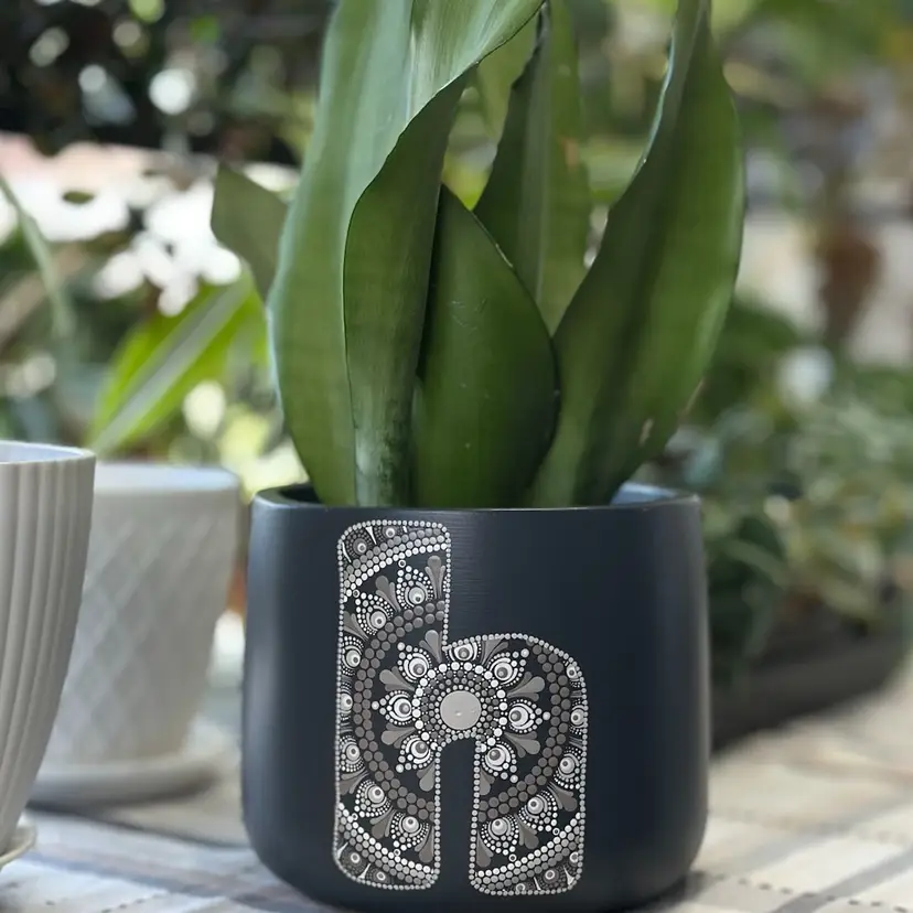 Custom mandala Letter Pot