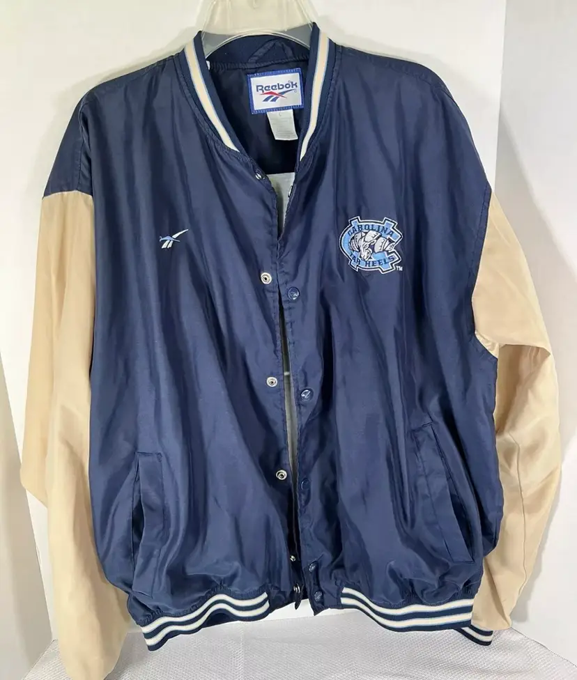 Vintage Reebok Carolina Tar Heels Men’s Jacket Large Blue Embroidered Varsity
