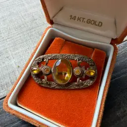 Vintage Amber Glass Brooch