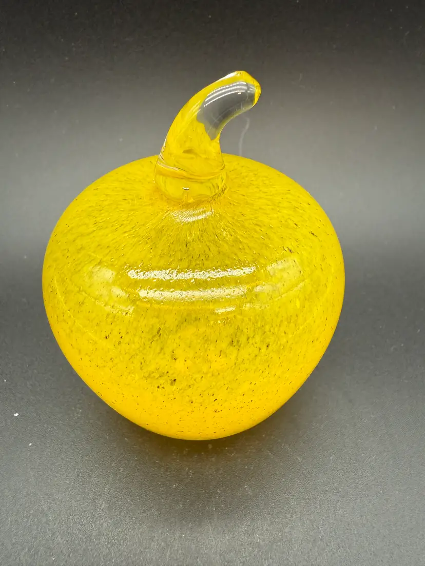 Art Glass Yellow Apple Paperweight