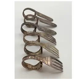 “utensils” Napkin Rings. Forks & Knives Silver Plate Set Of 6