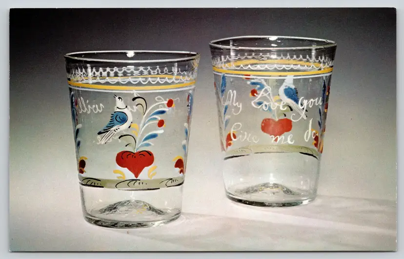 Postcard Blown and Enameled Tumblers The Corning Museum of Glass Corning Glass Center Corning New York