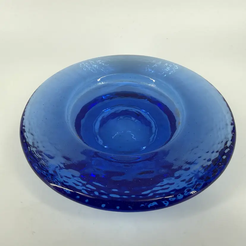 Fire And Light Blue Recycled Glass Footed Pillar Candle Holder