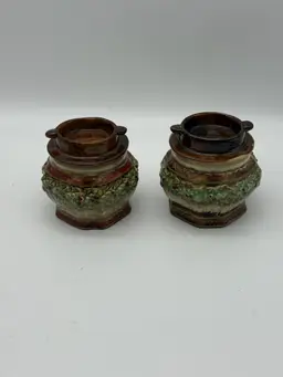 Ceramic Pair Of Christmas Holiday Candle Holders