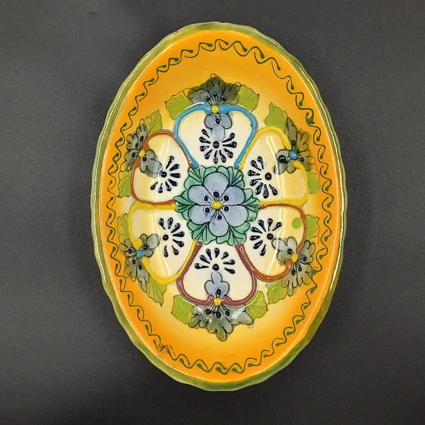 Mexican Clay Folk Art Trinket Dish