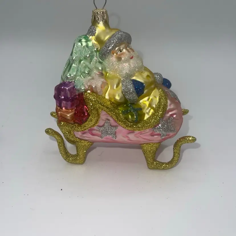 Larry Fraga Designs Rare Santa Pink Sleigh  4” Hard To Find Color